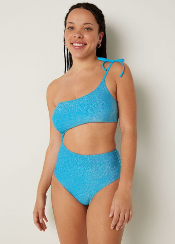 Блакитний літній суцільний купальник з вирізом на одне плече Victoria's Secret