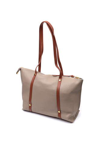 Оригинальная двухцветная женская сумка из натуральной кожи 22304 Бежевая Vintage (276457590)