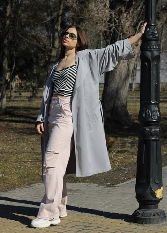 Серое демисезонное Тренч на поясе Clew