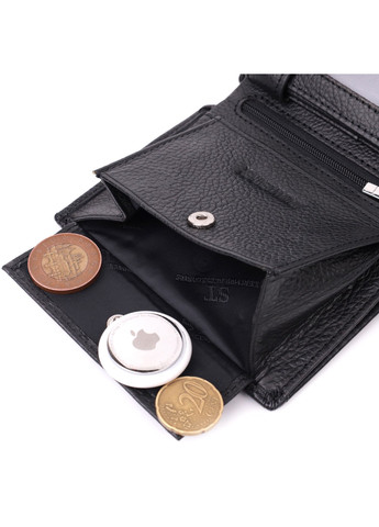 Вертикальний гаманець для стильних чоловіків із натуральної шкіри 22464 Чорний st leather (278001025)