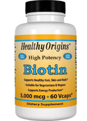 Biotin High Potency 5000 mcg 60 Veg Caps Healthy Origins (256720383)