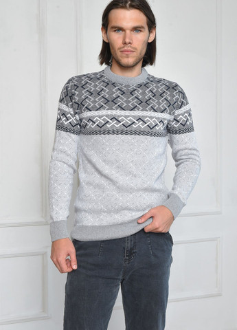 Сірий зимовий светр чоловічий сірого кольору пуловер Let's Shop