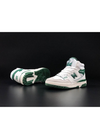 Белые демисезонные мужские кроссовки белые с зеленым "no name" New Balance 650