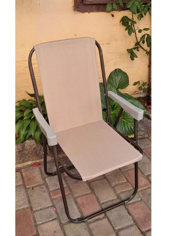 Раскладное кресло с подлокотниками стул для отдыха дачи рыбалки пикника кемпинга 49х50х79 см (475284-Prob) Бежевое Unbranded (265391187)