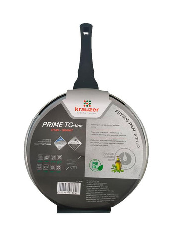 Сковородка 24 см Prime TG-Line с крышкой с металлическим ободком гранитный серый алюминий арт. 77076 Krauzer (262906222)