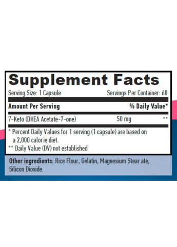 7-Keto Dhea 50 mg 60 Caps Haya Labs (259967181)
