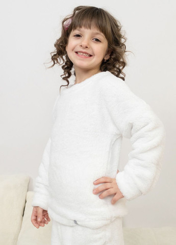 Біла піжама дитяча домашня махрова кофта зі штанами білий Maybel