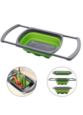 Складний силіконовий друшляк-трансформер з висувними ручками 38*27*12.5см Stenson MH-3835 (258780630)