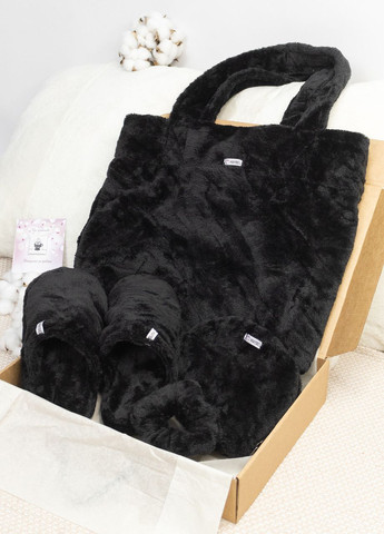 Подарунковий набір капці, шопер та косметичка Чорний Maybel (270959708)