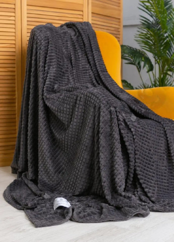 Плед покрывало одеяло микрофибра квадратики двуспальный 180х200 см (474002-Prob) Темно-серый Unbranded (257086913)