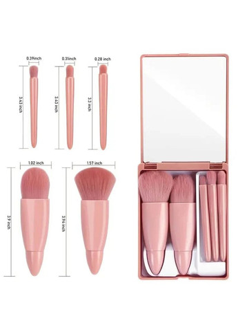 Дорожный набор кистей для макияжа 5 штук в пластиковой коробке с зеркалом Let's Shop (266991902)