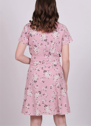 Розовое кэжуал платье женское 120 цветы белый софт розовый Актуаль