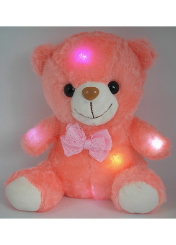Мишка с подсветкой розовый мягкий плюшевый с бантиком светящийся с LED подсветкой медвежонок светится ЛЕД No Brand (259809892)