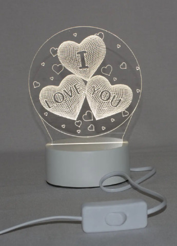 3D светильник ночник лампа с иллюзией объемной картинки 3 оттенка (473854-Prob) I love You белый Unbranded (256675426)