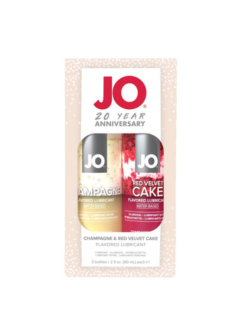 Набор вкусовых смазок Champagne & Red Velvet Cake (2×60 мл), Limited Edition System JO (258290481)