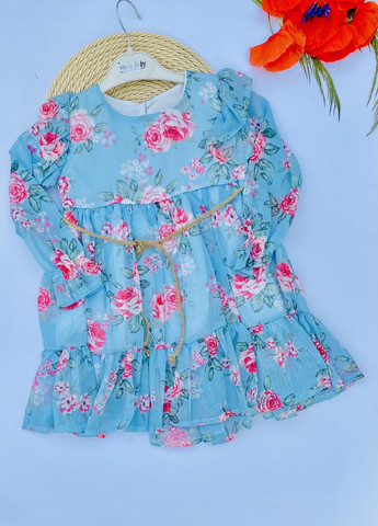 Голубое платье для девочек в цветочный принт Murat baby (259635338)