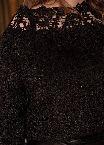 Женский свитер из ангоры с кружевом черного цвета р.46/48 385585 New Trend (258967746)