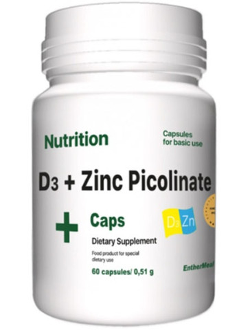 D3 + Zinc Picolinate 60 Caps EntherMeal (256720609)