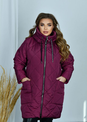 Фиолетовая женская теплая курточка цвет сливовый р.60 445263 New Trend