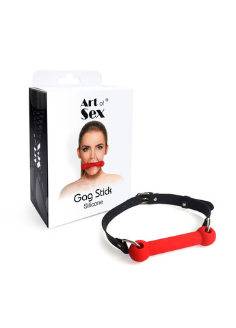 Кляп Палка, силикон и натуральная кожа, - Gag Stick Silicon, Красный Art of Sex (258470904)
