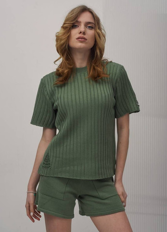 Костюм футболка шорты хлопок хаки No Brand (258358917)