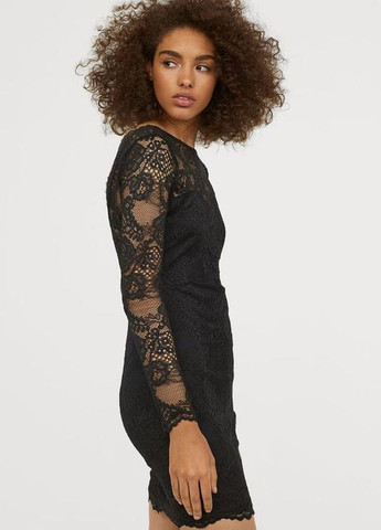 Чорна мереживна сукня H&M