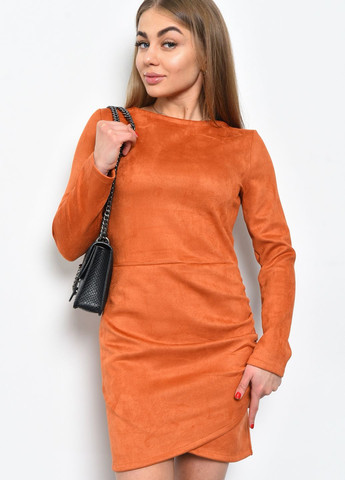 Теракотова кежуал сукня жіноча однотонна теракотового кольору футляр Let's Shop однотонна
