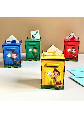 Развивающая деревянная настольная игра сортер комодик почтовые ящики 40 деталей 24.5х12х7.5 см (474377-Prob) Веселый почтальон Unbranded (258303220)
