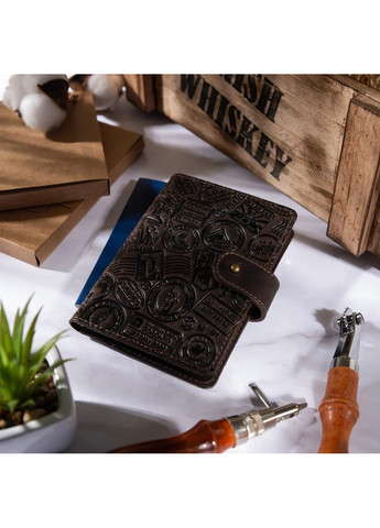 Обложка для паспорта из кожи «Let's Go Travel» PB-03S/1 Shabby Alga Темно-зеленый Hi Art (268371778)