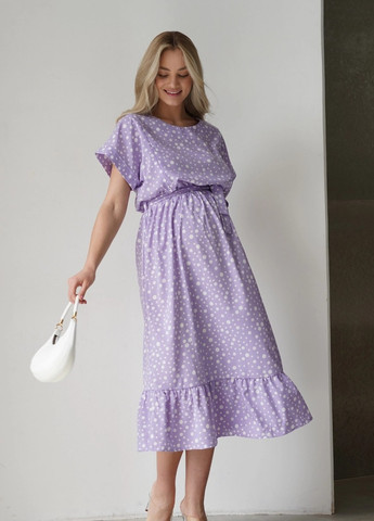 Лавандова легка лавандова сукня для вагітних і годуючих мам із секретом для годування в горошок вільна To Be в горошок