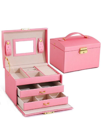 Скринька скриня органайзер коробка футляр для зберігання прикрас біжутерії 18х14х12.5 см (474650-Prob) Рожева Unbranded (259203893)
