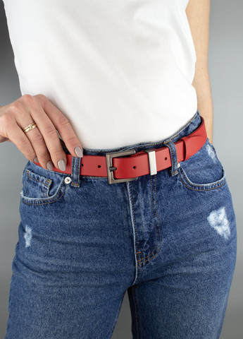 Ремень женский кожаный -3021 red под джинсы красный (115 см) JK (257985145)