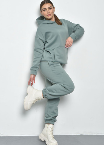 Спортивний костюм жіночий на флісі оливкого кольору Let's Shop (271813318)
