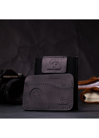 Горизонтальный картхолдер с держателем для Apple AirTag из натуральной кожи 11611 Черный Grande Pelle (267507214)