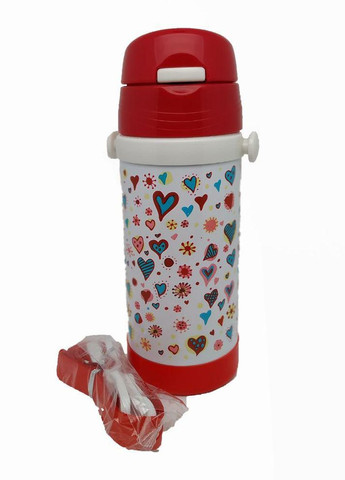 Термокружка дитяча 350 мл з трубочкою білий з червоним арт. 85-350RED Krauzer (262906218)