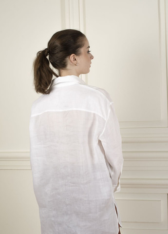 Белая повседневный рубашка однотонная Dolcedonna с длинным рукавом