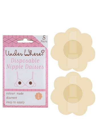 Бежевий невидимка одноразові наклейки на груди на соски 5 пар under where? disposable nipple daisies бежеві one size No Brand