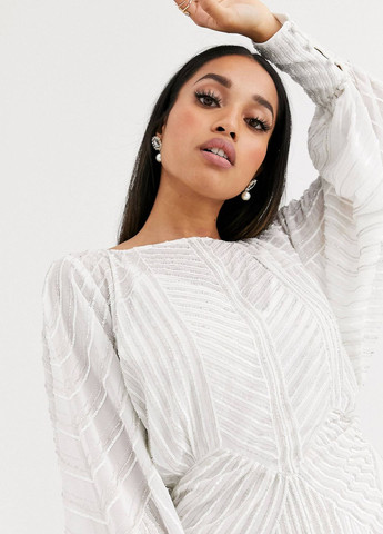 Білий сукня міні з пишними рукавами на манжетах Asos