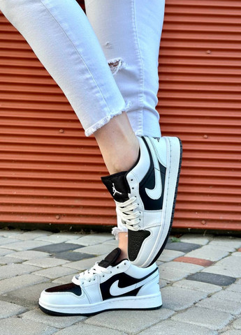 Кросівки репліка Jordan Low White Black Vakko чорно-білі демісезони (265327780)