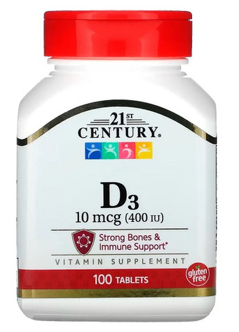 Vitamin D3 400 IU 10 mcg 100 Tabs 21st Century (258499265)