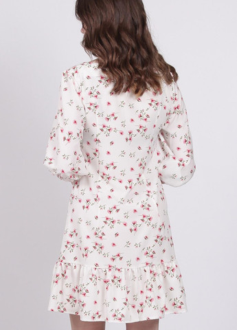 Молочное кэжуал платье женское 539 цветы розовый софт молочное Актуаль