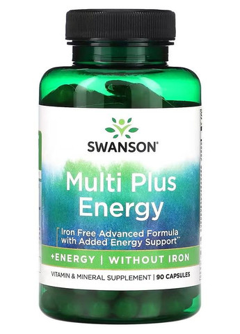 Мультивітаміни без заліза Multi without Iron+Energy, 90 Capsules Swanson (266898318)