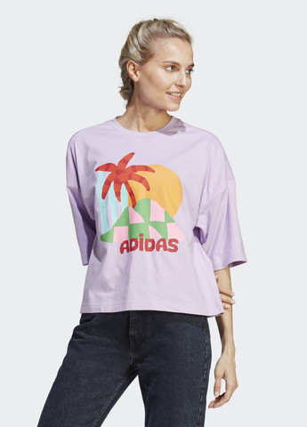 Фиолетовая всесезон футболка x farm rio graphic adidas