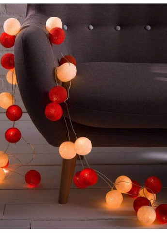 Гирлянда тайская CBL Red&White 20 шт от батареек, 2.5 м Cotton Ball Lights (257960471)