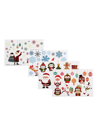 Набор наклеек новогодних "Дед мороз и совы" 4 шт. 22,5 х 33 см Melinera (257374925)