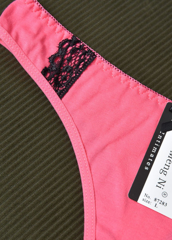 Стрінги жіночі з гіпюровими вставками рожевого кольору Let's Shop (276963289)