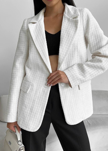 Белый женский женский пиджак цвет белый р.42 442502 New Trend -