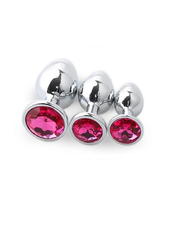 Набір металевих анальних пробок із синім каменем S M L No Brand (278017506)