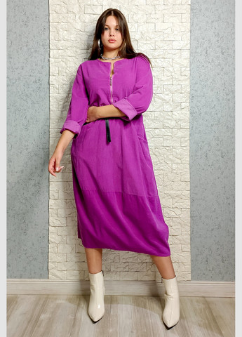 Фуксиновое (цвета Фуксия) кэжуал платье баллон New Collection однотонное
