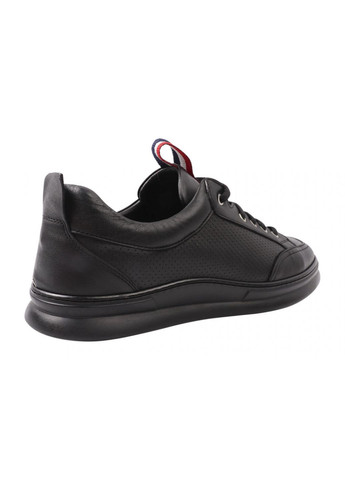 Черные кроссовки мужские из натуральной кожи, на низком ходу, на шнуровке, цвет черный, турция Ridge 427-21DTC